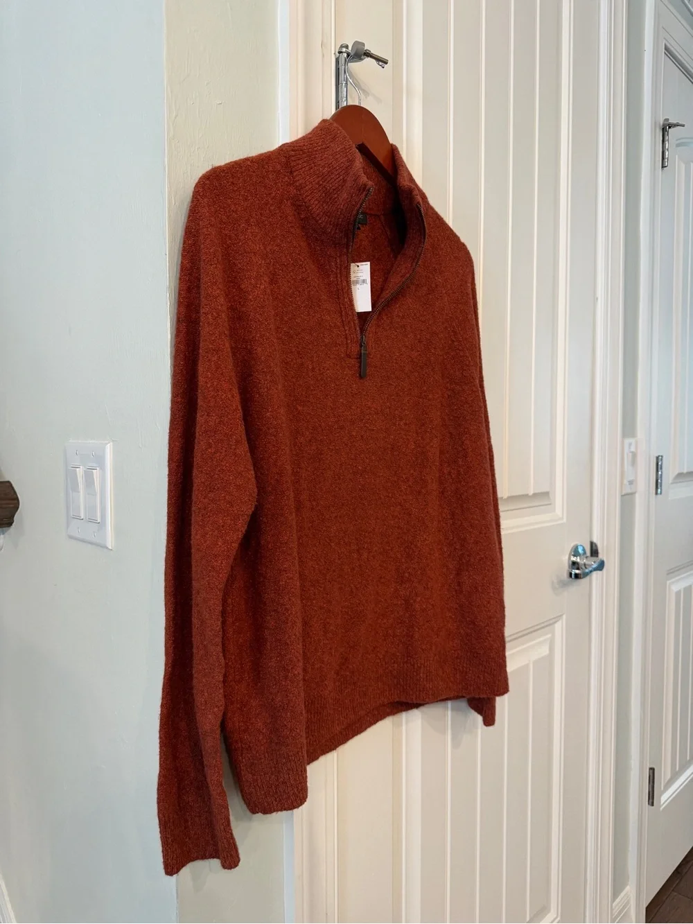 Banana Republic Men’s L Wool Blend Quarter Zip Sweater Rust Orange NWT